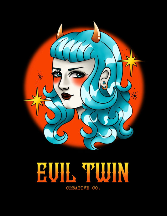 Evil Twin Creative Co Logo Girl // POSTCARD