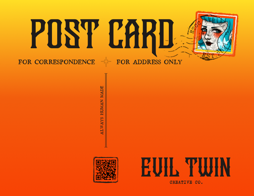 Evil Twin Creative Co Logo Girl // POSTCARD