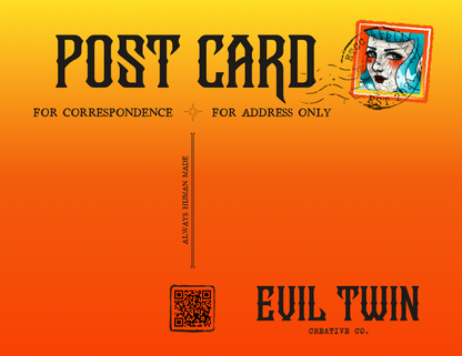 Evil Twin Creative Co Logo Girl // POSTCARD